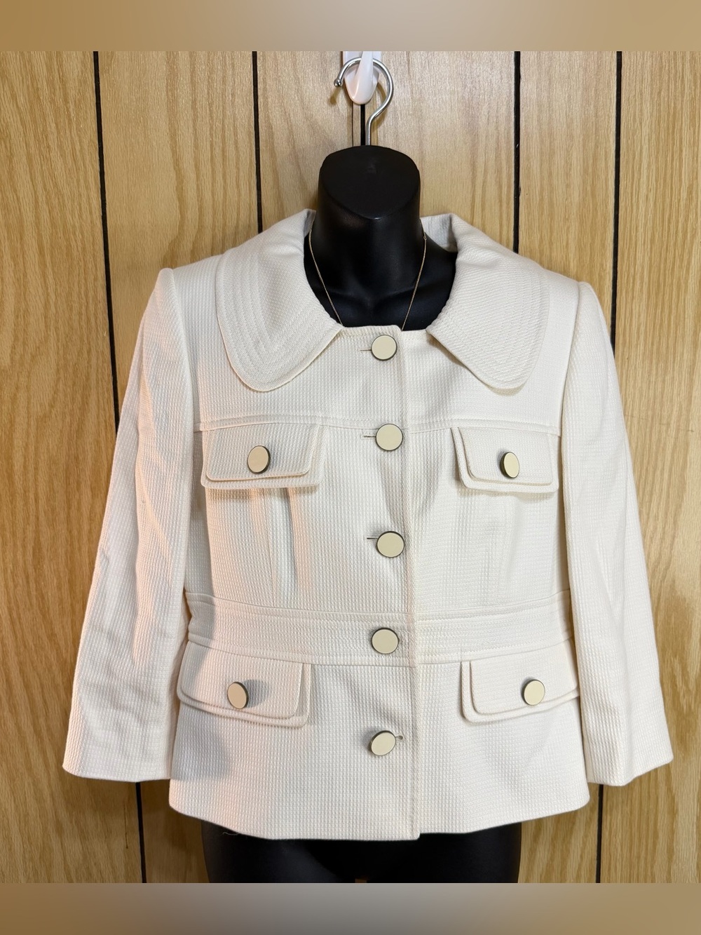 ANTONIO MELANI Cream Textured Button-Front Blazer